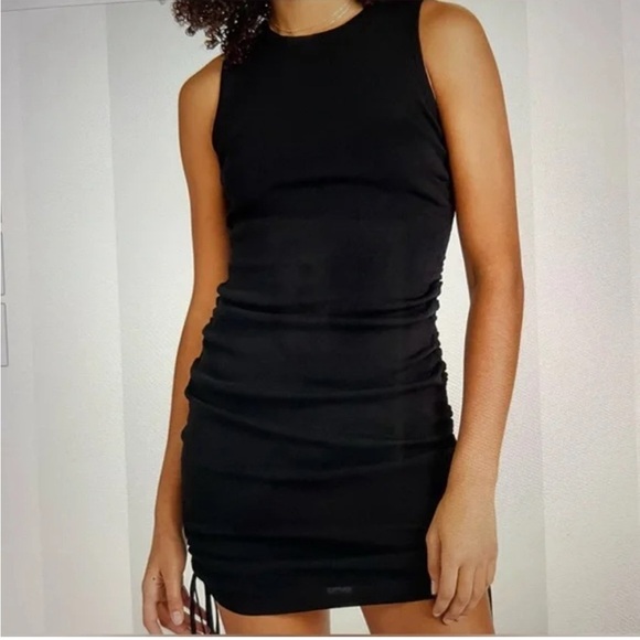 Stylewise Lioness Adjustable Black Knit dress with side rouching ties Sz.10 - Picture 1 of 6